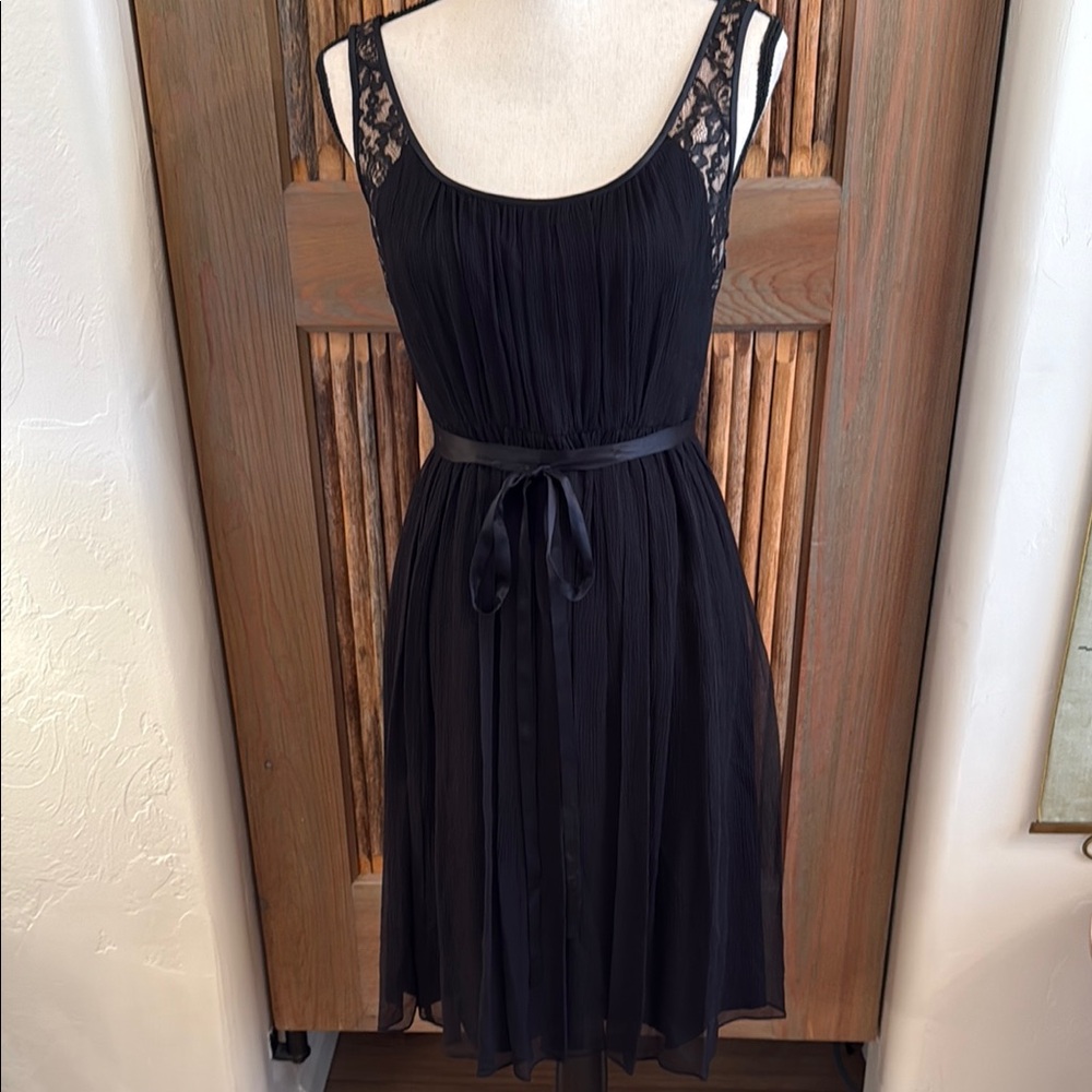 Maggy London 100% Silk Black Lace Mini Dress